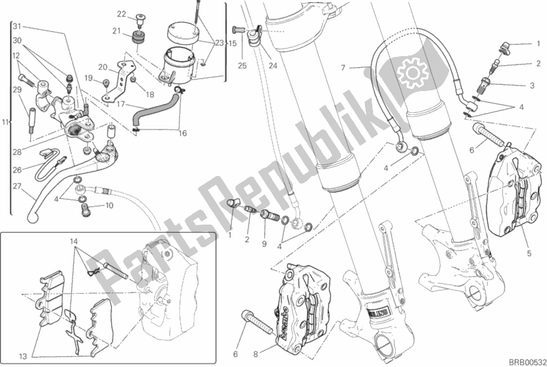 All parts for the Front Brake System of the Ducati Hypermotard 939 SP USA 2016